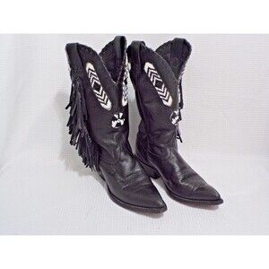 Code West by Dan Post Women's Cowboy Boots Size 7M USA Leather Uppers Fringe
